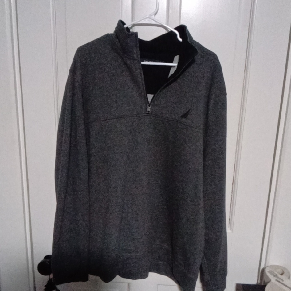 Nautica Men's Dark Heather Gray Half-Zip Sweater